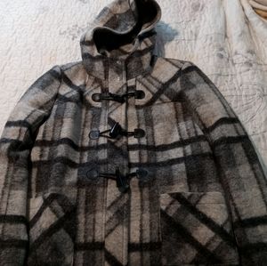 Michael Kors Plaid Wool Pea Coat